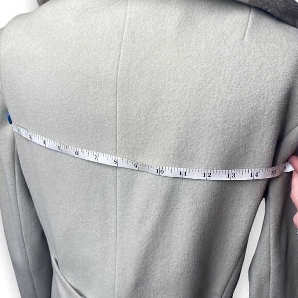 Vintage Icy Mint Green wool blend coat with silver mink collar 1950s retro - Picture 9 of 13